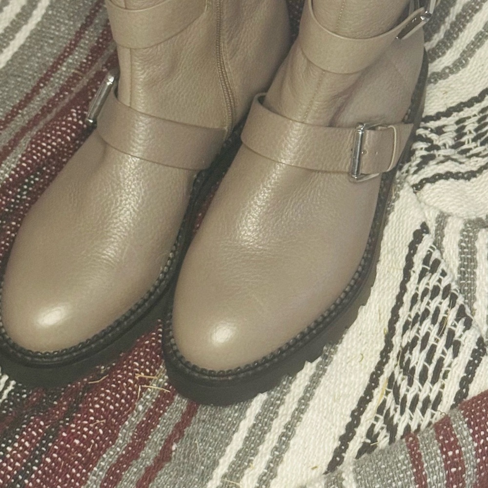 Nordstrom Taupe Buckle Strap Ankle Booties